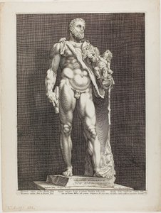 Hércules y Télefo, placa dos de Tres Esculturas Antiguas Famosas de Hendrick Goltzius