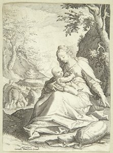 Descanso en la huida a Egipto de Hendrick Goltzius
