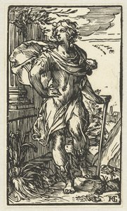 Joven con bastón de Hendrick Goltzius