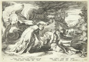 Juno transforma a Calisto en un oso de Hendrick Goltzius