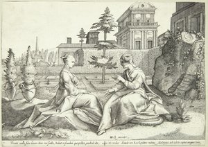 Juno disfrazada como Beroë advierte a Semele de Hendrick Goltzius
