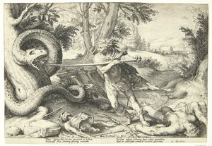 Cadmo mata al dragón de Hendrick Goltzius