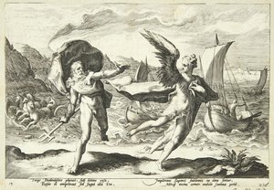 Coronis transformada en cuervo de Hendrick Goltzius