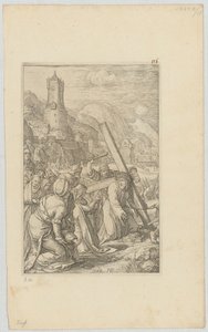 El camino de la cruz, lámina 9 de la serie «La Pasión» de Hendrick Goltzius