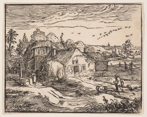 Paisaje con granja de Hendrick Goltzius
