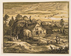 Paisaje con granja de Hendrick Goltzius