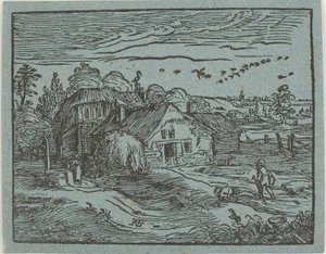 Paisaje con granja, de Cuatro pequeños paisajes de Hendrick Goltzius