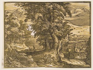 Paisaje con una pareja de pastores de Hendrick Goltzius