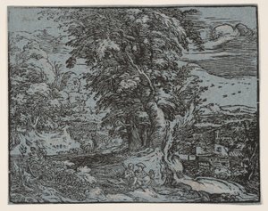 Paisaje con una pareja de pastores de Hendrick Goltzius
