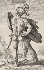Marco Valerio Corvo (Héroes romanos, lámina 6) de Hendrick Goltzius