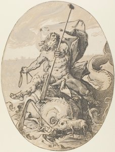 Oceanus, placa dos de Demogorgon y las deidades de Hendrick Goltzius