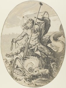 Oceanus, placa dos de Demogorgon y las deidades de Hendrick Goltzius