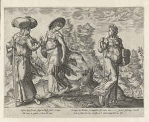 Orfa deja a Noemí y Rut La historia de Ruth (título de la serie) de Hendrick Goltzius