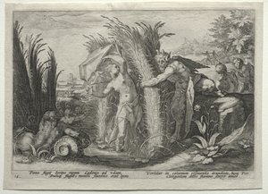 Pan Pursuing Syrinx de Hendrick Goltzius