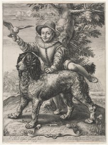 Retrato de Frederick de Vries y su perro de Hendrick Goltzius