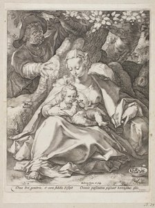 Descanso en la huida a Egipto bajo un cerezo de Hendrick Goltzius