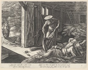 Rut y Booz en el granero La historia de Ruth (título de la serie) de Hendrick Goltzius