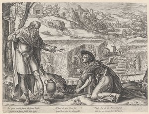 Rut espiga en el campo de Booz. La historia de Ruth (título de la serie) de Hendrick Goltzius