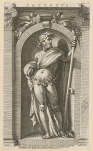 Saturno, lámina 1 de la serie «Ocho divinidades antiguas» de Hendrick Goltzius