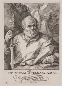 San Matías, de Cristo, los Apóstoles y San Pablo con el Credo de Hendrick Goltzius