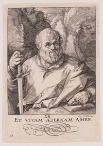 San Matías, de Cristo, los Apóstoles y San Pablo con el Credo de Hendrick Goltzius