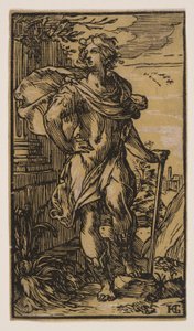 Joven de pie con bastón de Hendrick Goltzius