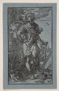 Joven de pie con bastón de Hendrick Goltzius