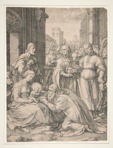 La Adoración de los Reyes Magos, de la serie El Nacimiento y Primeros Años de Cristo de Hendrick Goltzius