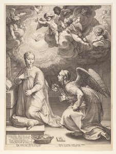 La Anunciación, de El nacimiento y los primeros años de la vida de Cristo de Hendrick Goltzius