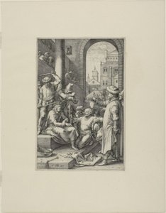 La coronación de espinas, lámina siete de La Pasión de Cristo de Hendrick Goltzius