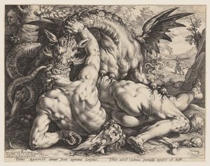 El dragón devora a los compañeros de Cadmo de Hendrick Goltzius