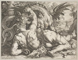 El dragón devorando a los compañeros de Cadmo