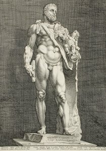El emperador Cómodo como Hércules de Hendrick Goltzius