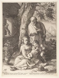 La Sagrada Familia con el niño Juan Bautista, de El nacimiento y los primeros años de la vida de Cristo. de Hendrick Goltzius