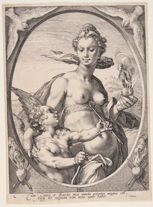 Venus y Amor, de Tres dioses o diosas paganos de Hendrick Goltzius