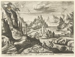 Paisaje con la caída de Ícaro Ne quid nimis (título sobre el objeto) de Hendrick Hondius (I)