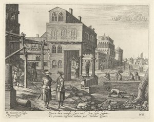 Paisaje urbano con la adoración de los pastores de Hendrick Hondius (I)