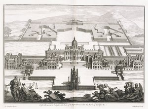 Castillo Howard en Yorkshire, de "Vitruvius Britannicus", o "El Arquitecto Británico, que contiene los Planos, Elevaciones y Secciones de los edificios regulares tanto públicos como privados, en Gran Bretaña" por Colin Campbell de Hendrick Hulsberg