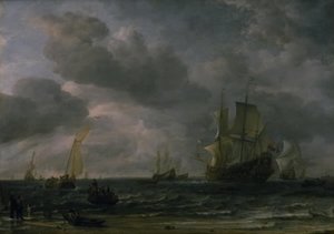 Barcos en una Brisa Frente a la Costa Holandesa de Hendrick Jacobsz Dubbels