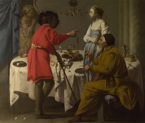 Jacob reprochando a Labán por darle a Lea en lugar de Raquel, 1627 de Hendrick Jansz Terbrugghen