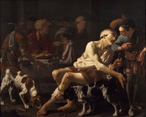 El hombre rico y el pobre Lázaro, 1625 de Hendrick Jansz Terbrugghen