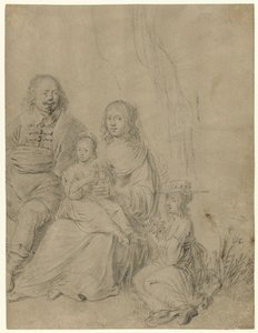 Grupo familiar formado por una pareja de padres y dos hijas de Hendrick Martensz. Sorgh (attributed to)