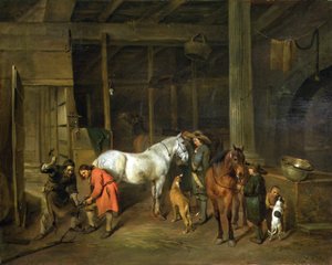 Interior con herrador (óleo sobre lienzo) de Hendrick Verschuring