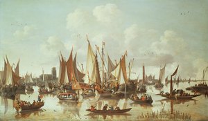 Barcos holandeses en el puerto de Dordrecht
