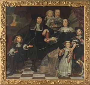 Una familia en la terraza de una casa de campo de Hendrick ten Oever