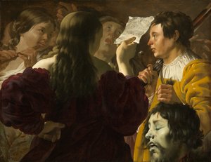 David alabado por las mujeres israelitas de Hendrick ter Brugghen
