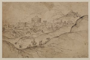 Paisaje con vista de una ciudad, siglo XVI