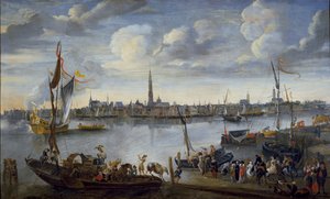 Vista de las carreteras de Amberes desde la orilla oeste de Hendrick van Minderhout