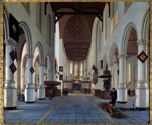 Vista interior de la iglesia (¿Oudekerk en Delft?) Pintura de Hendrick Cornelisz Van Vliet (1611/1612-1675) siglo XVII de Hendrik Cornelisz. van Vliet
