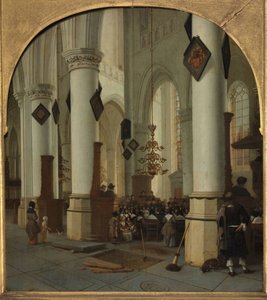 Vista interior de la iglesia de San Bavón en Haarlem durante la misa, 1666 de Hendrik Cornelisz. van Vliet